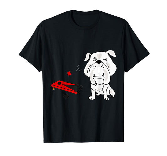 Smileteeshob Funny Bulldog Playing Cornhole Toss Tailgating T-Shirt