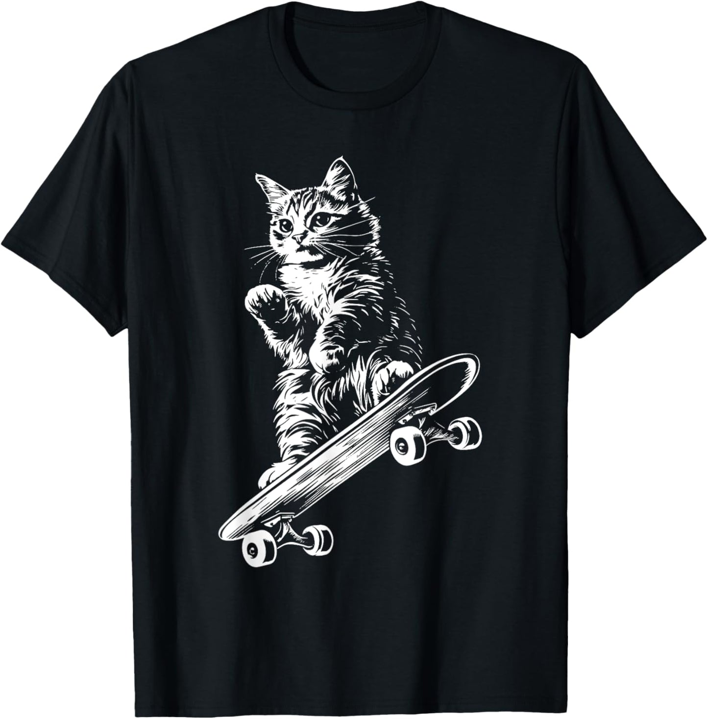Funny Cat Skateboard Skater Graphic T-Shirt