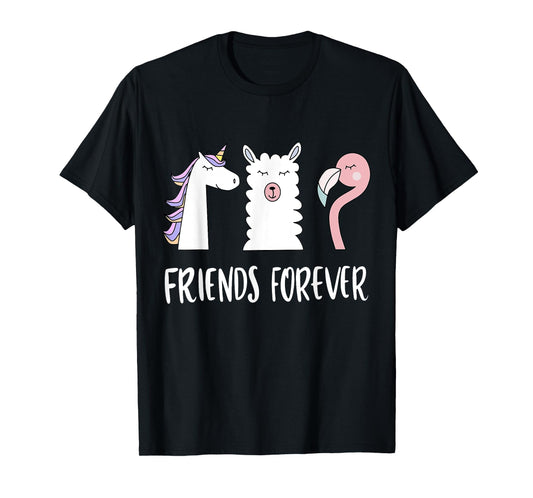 Funny Friends Forever - Llama Unicorn Flamingo T-Shirt