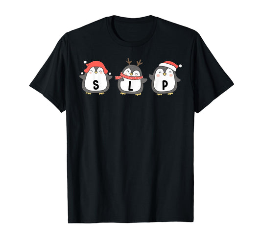 Cute Penguins SLP Christmas Speech Language Pathologist T-Shirt