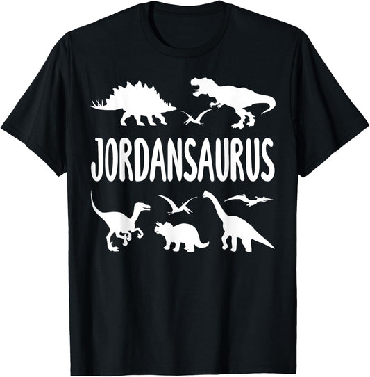 Dinosaur T Rex Dino Jordan Jordansaurus Boys Name T-Shirt