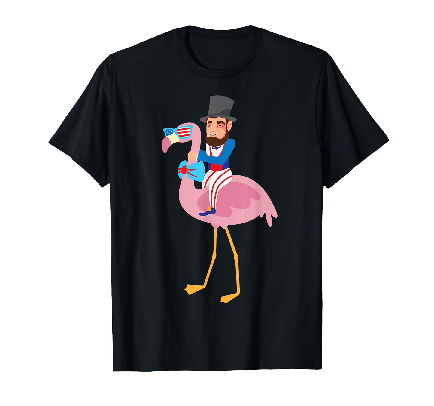 Abraham Lincoln Flamingo 4th Of July American Flag Gift T-Shirt