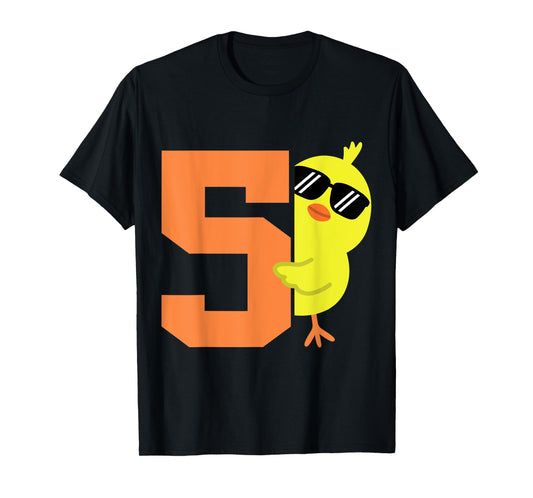 Kids 5th Birthday Chicken Themed Cute 5 Year Old Boys Chick T-Shirt