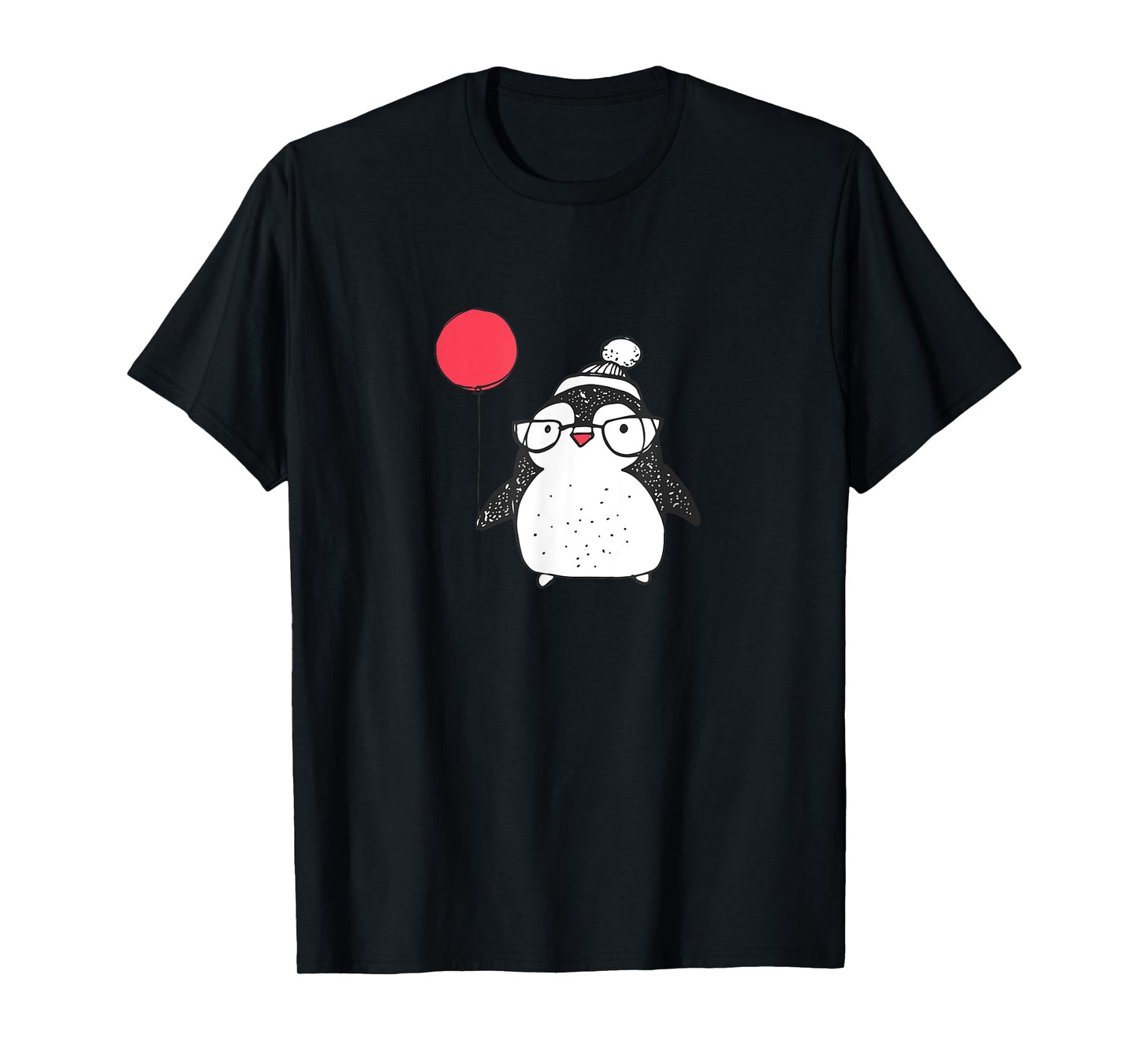 Kids Cute Christmas Baby Penguin Red Balloon Eyeglasses T-Shirt