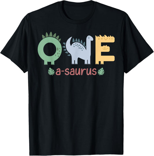 1 Year Old One Saurus Funny Dinosaur Family Birthday Boys T-Shirt