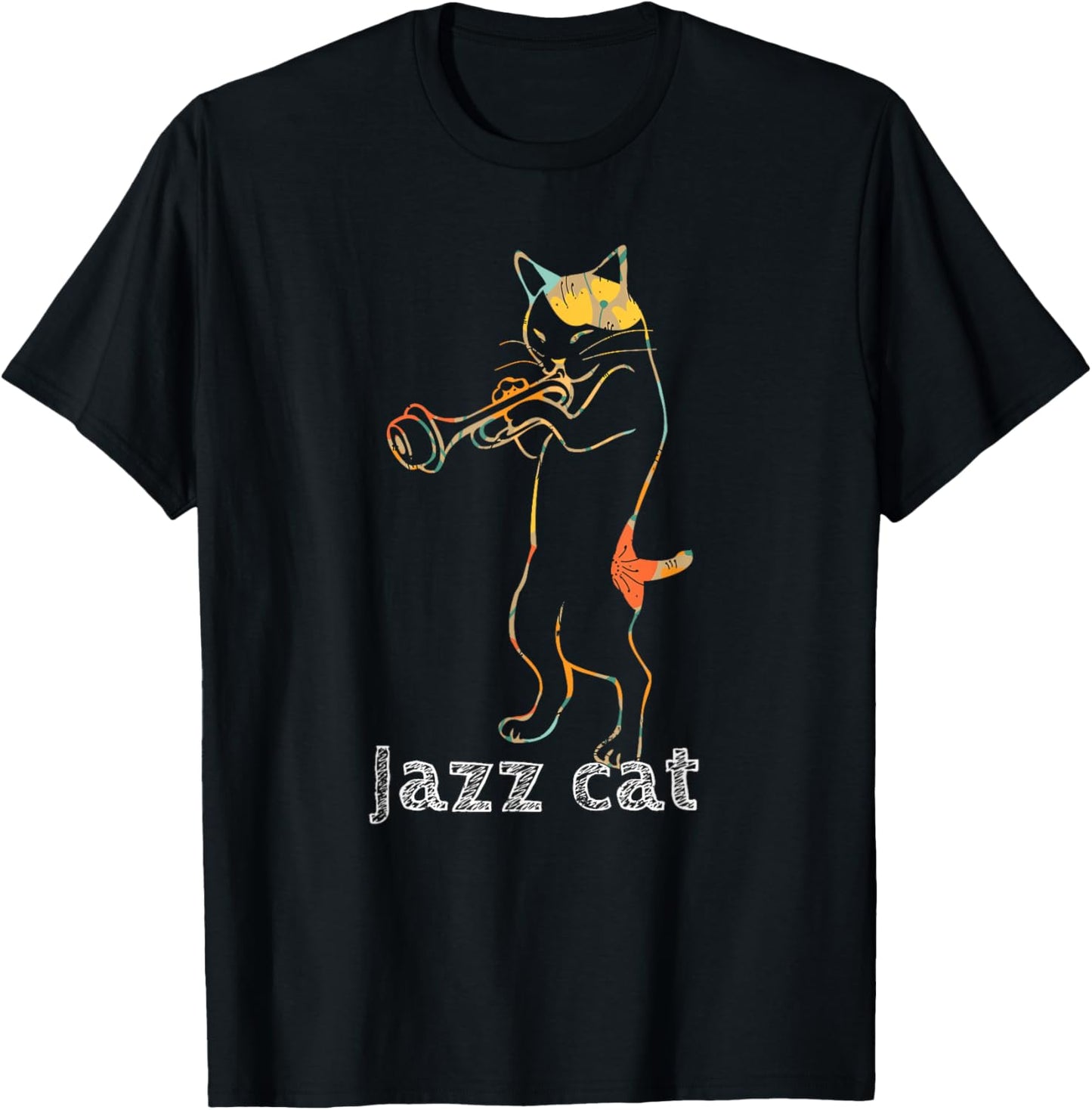 Jazz Trumpet Playing Kitty Cat Shirt Cool Jazz Cat Tee T-Shirt