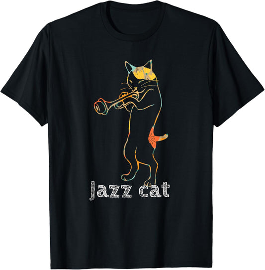Jazz Trumpet Playing Kitty Cat Shirt Cool Jazz Cat Tee T-Shirt