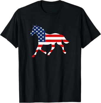 American Patriotic Horse USA Flag July 4th Gift Equestrian T-Shirt