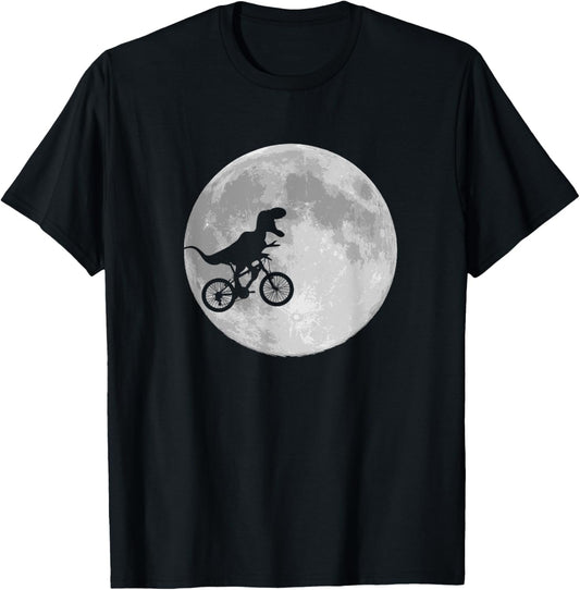 Dinosaur Bike and Moon shirt retro 80's funny t-shirt T-Shirt