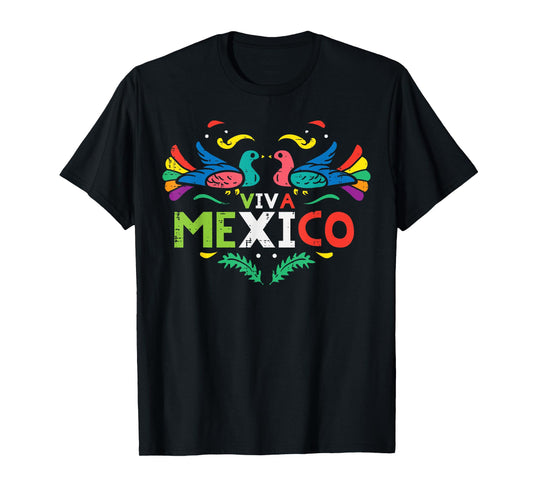 Viva Mexico Otomi Bird Mexican Independence Girls Kids Women T-Shirt