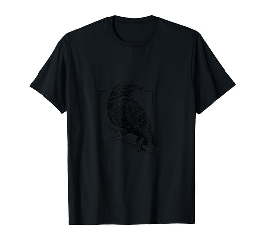 Fuzzy Blindspot Unisex-Adults Crow T-Shirt, Blue, Small, Short Sleeve, Halloween, Modern Style