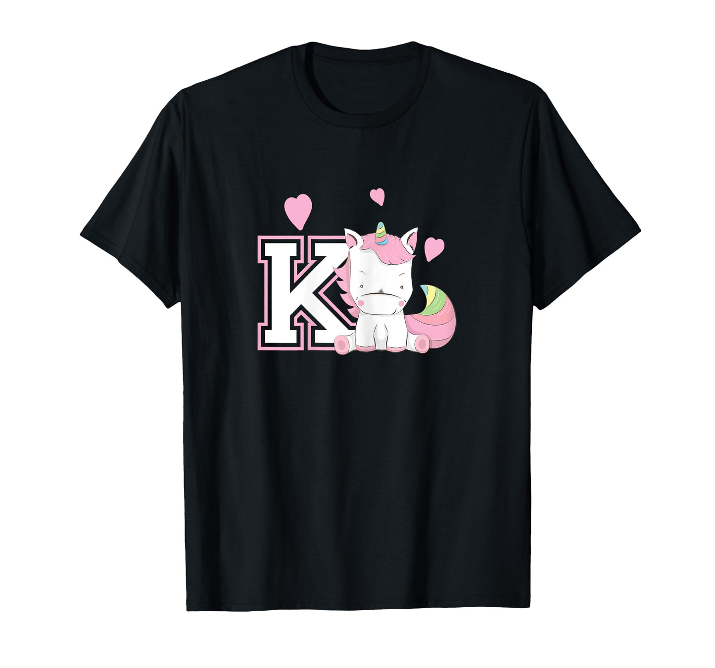 Letter K Monogram T-Shirt Girls Unicorn Gift Tee T-Shirt