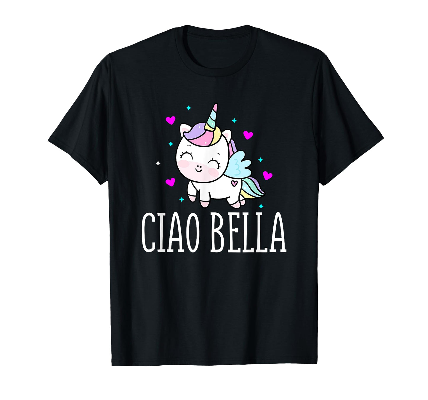 Funny Ciao Bella Heart Unicorn Italy Expression T-Shirt