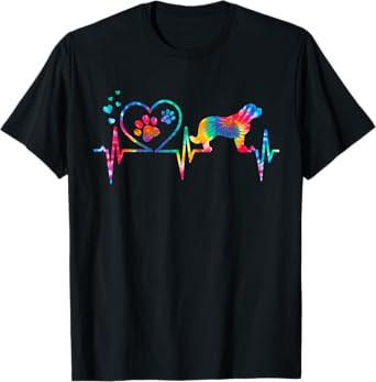 Saint Bernard Tie Dye Heartbeat Love Dog Funny T-Shirt