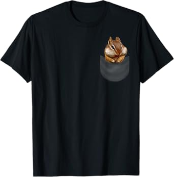 Cute Chipmunk Hanging Out in Pocket, Squirrel T-Shirt