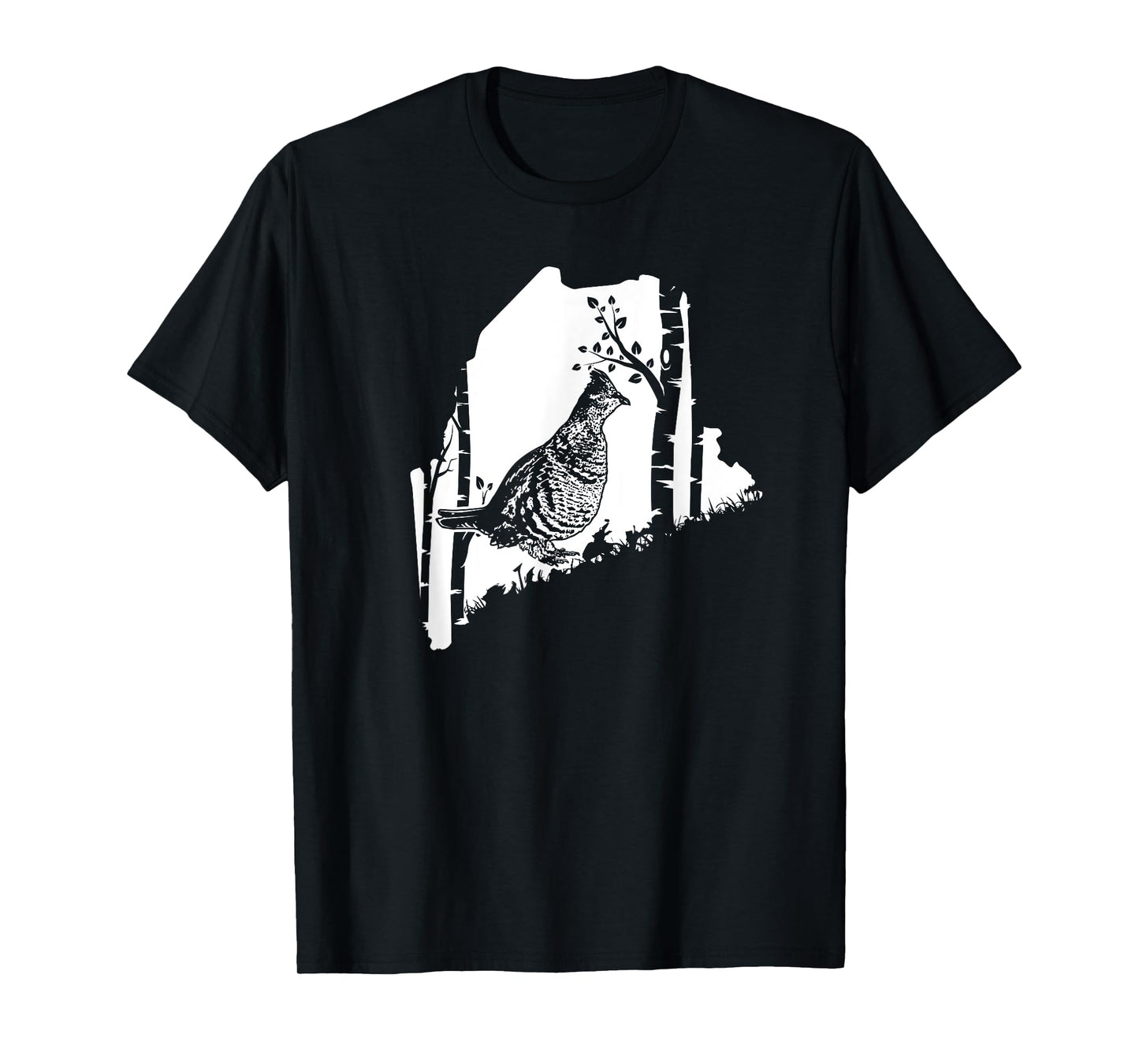 Hunting Partridge Grouse- Maine map Bird Hunter T-Shirt