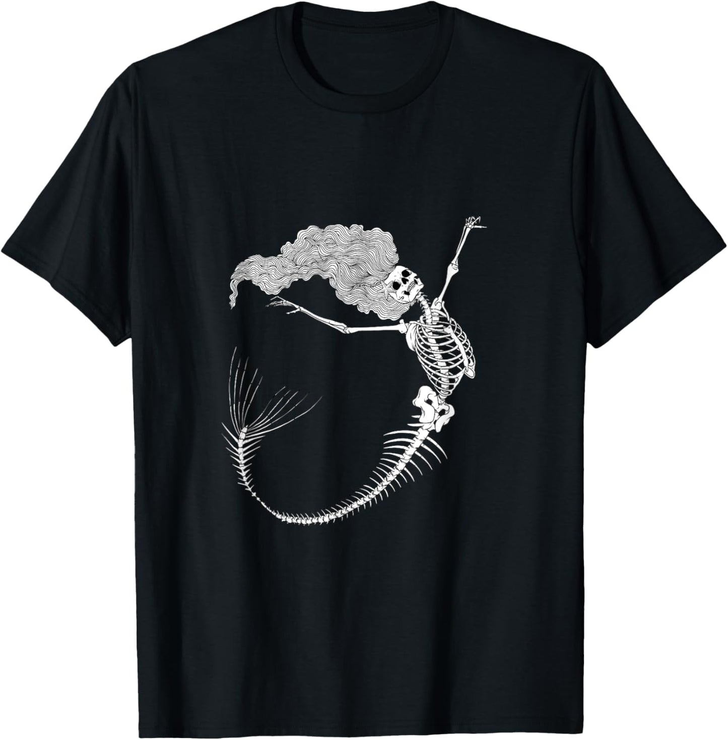 Funny Halloween Mermaid Skeleton Gift Cool Scary DIY Costume T-Shirt
