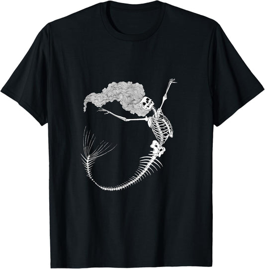 Funny Halloween Mermaid Skeleton Gift Cool Scary DIY Costume T-Shirt