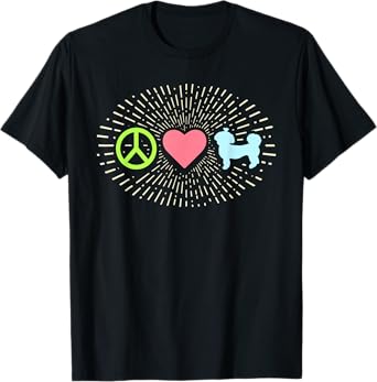 Peace Love Shih Tzu Hippy Puppy Dog Lover Shih Tzu Mom Dad Men Women Kids T-Shirt