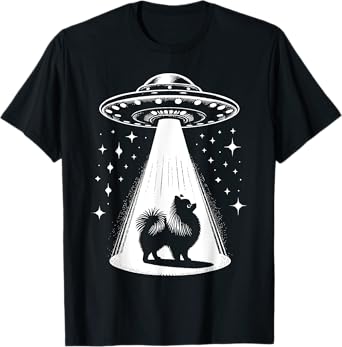 Pomeranian Mom Dad Dog - Funny Alien UFO Men Women T-Shirt