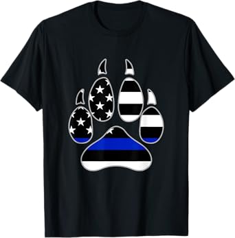 Dog Paw Print Police Flag Design T-Shirt