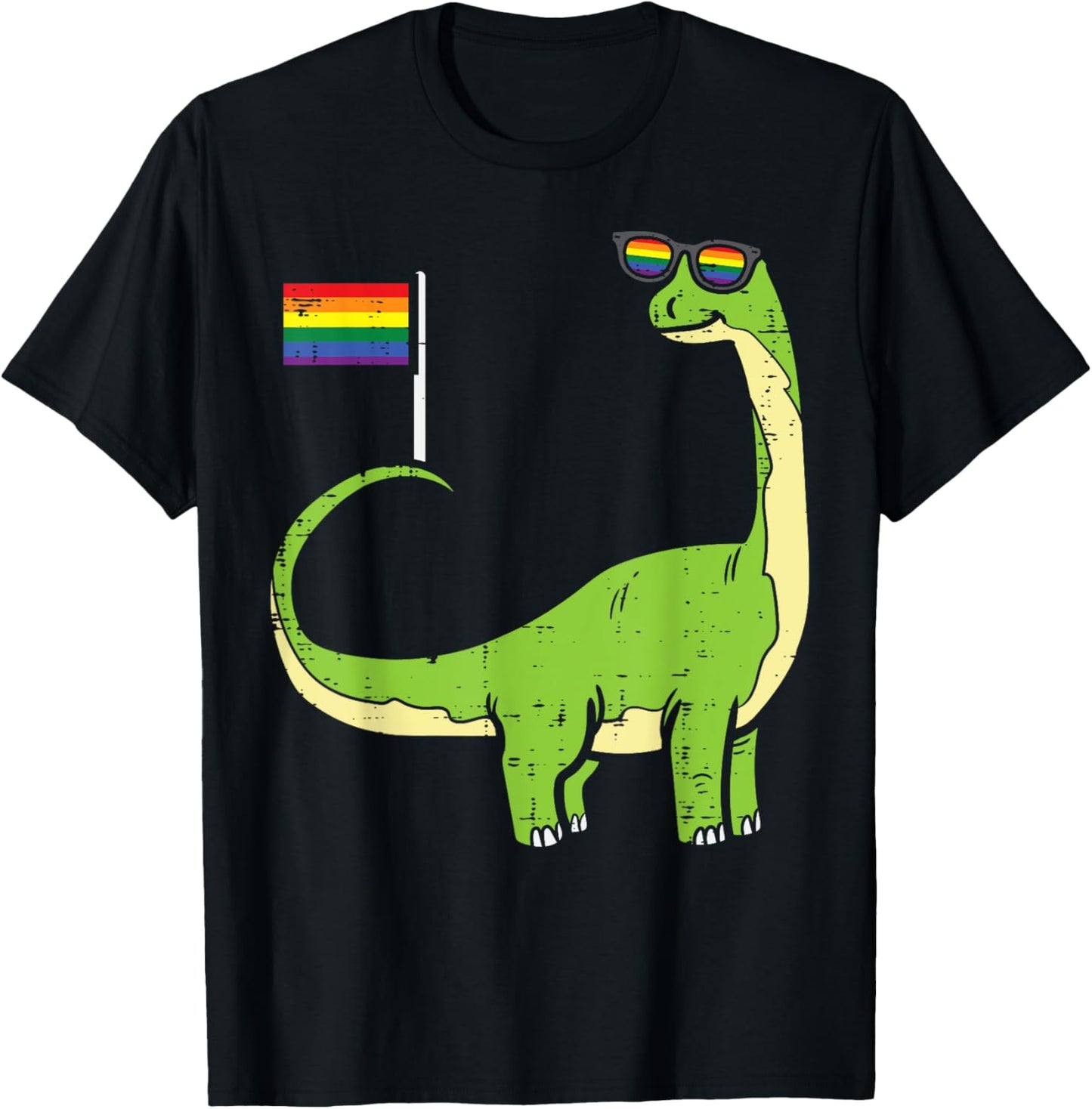 Brontosaurus Dinosaur Dino LGBTQ Rainbow Flag Gay Pride Ally T-Shirt