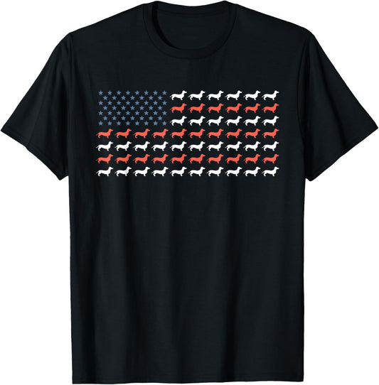 Dachshund Patriotic American Flag Dachshund 4th Of July T-Shirt