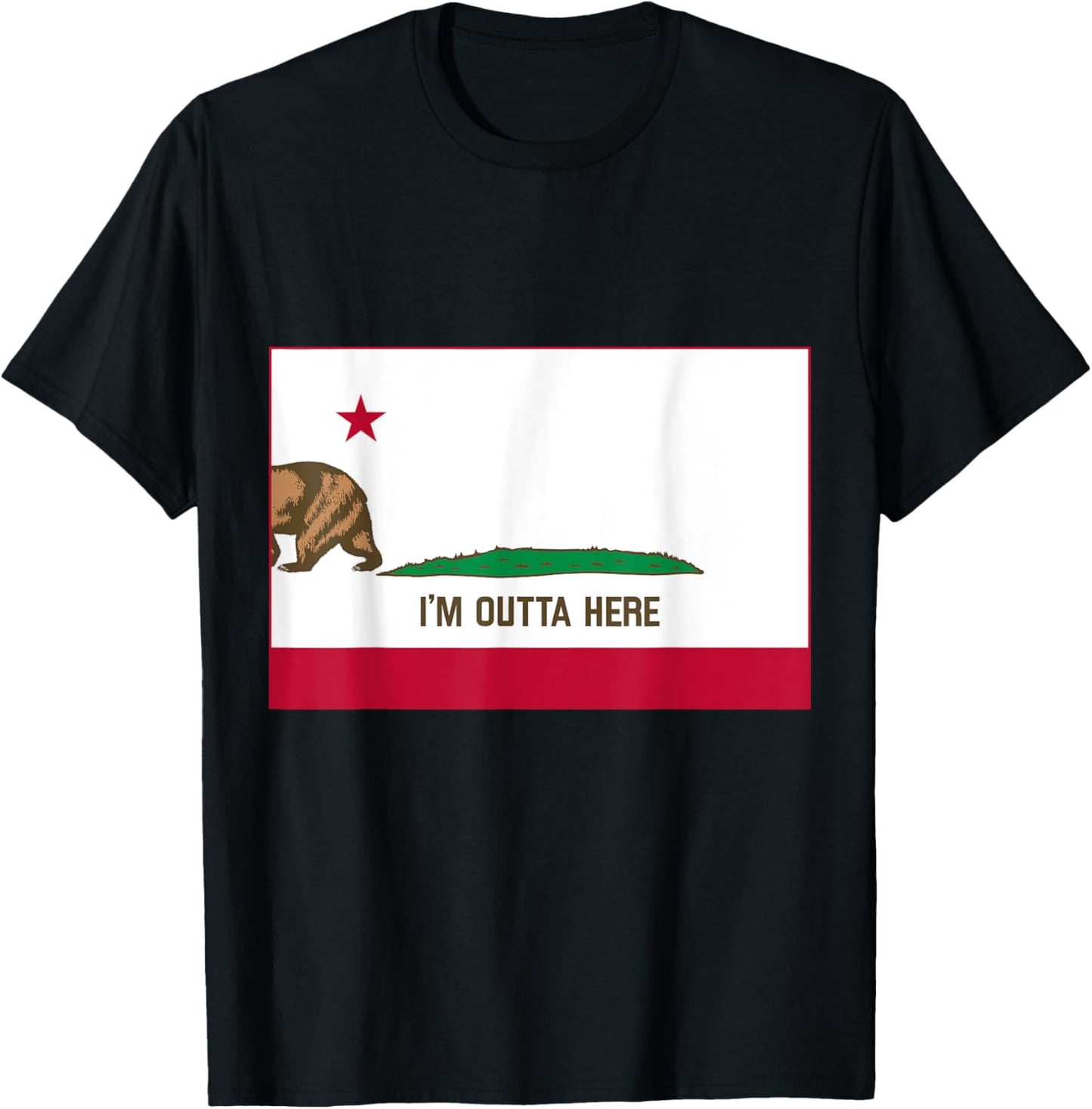 California I'm Outta Here Flag With Bear Leaving T-Shirt