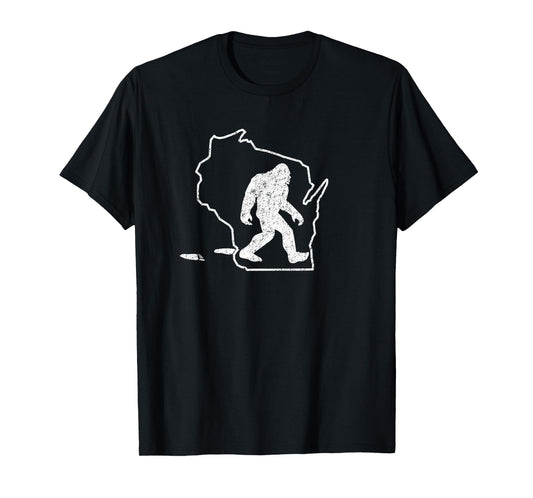 Wisconsin State Pride Vintage Bigfoot Hunter T Shirt