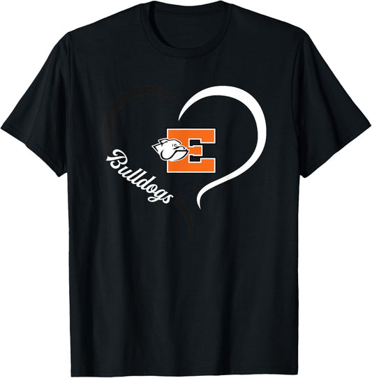 Elida Bulldogs Logo Half Heart Slogan HS T-Shirt