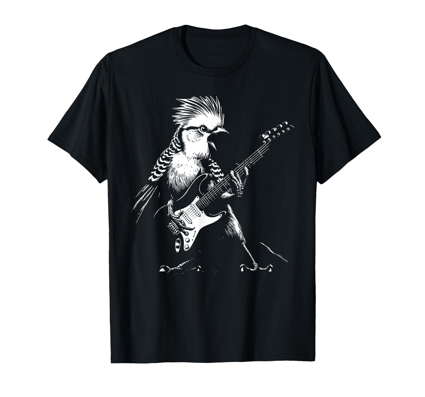 Bird Playing Bass Guitar Shirt for Men Animal Playing Guitar T-Shirt