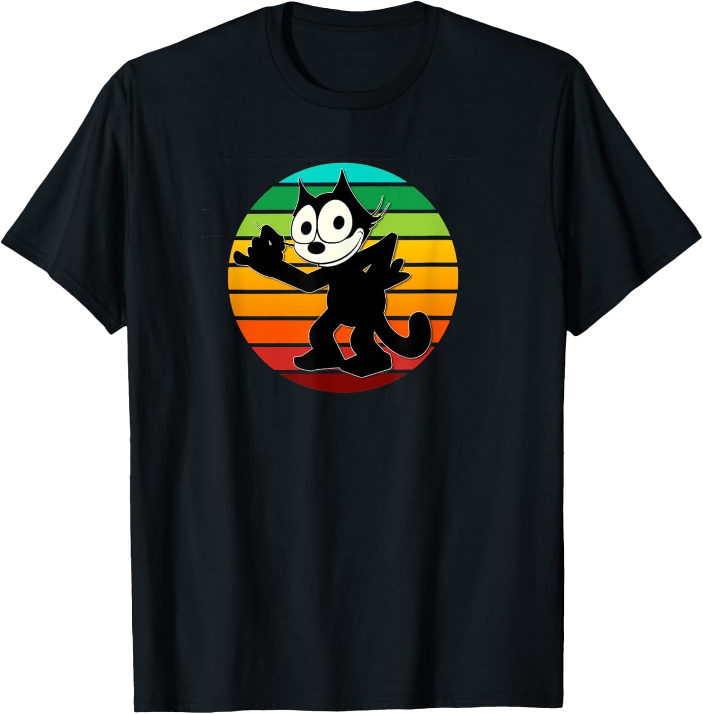 Felix Cartoon Cat Retro Rainbow Sunset Sly Smiling Felix Tee T-Shirt