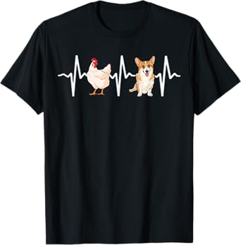 Hen Chicken Pembroke Welsh Corgi Heartbeat Dog Lover T-Shirt