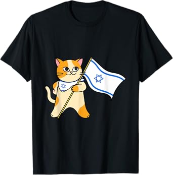 Zionist Cat Israeli Flag Pro-Israel Jewish Support Israel Men Women Girls Kids T-Shirt