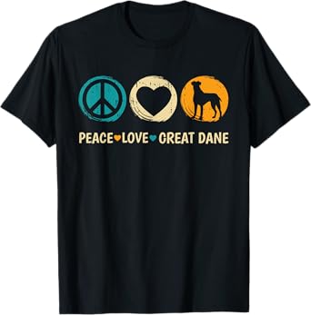 Peace Love Great Dane Dog Lover Puppy Owner Animal Groomer T-Shirt for Men Women Girls Kids
