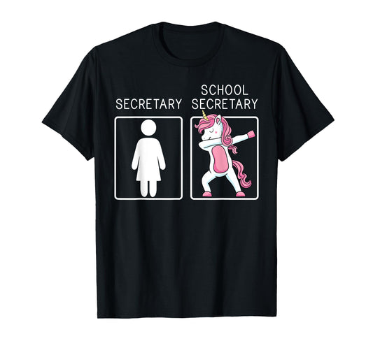 School Secretary Unicorn Dabbing Administrative Assistants T-Shirt