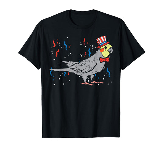 Cockatiel Bird American Flag USA 4th Of July Fourth Animal T-Shirt