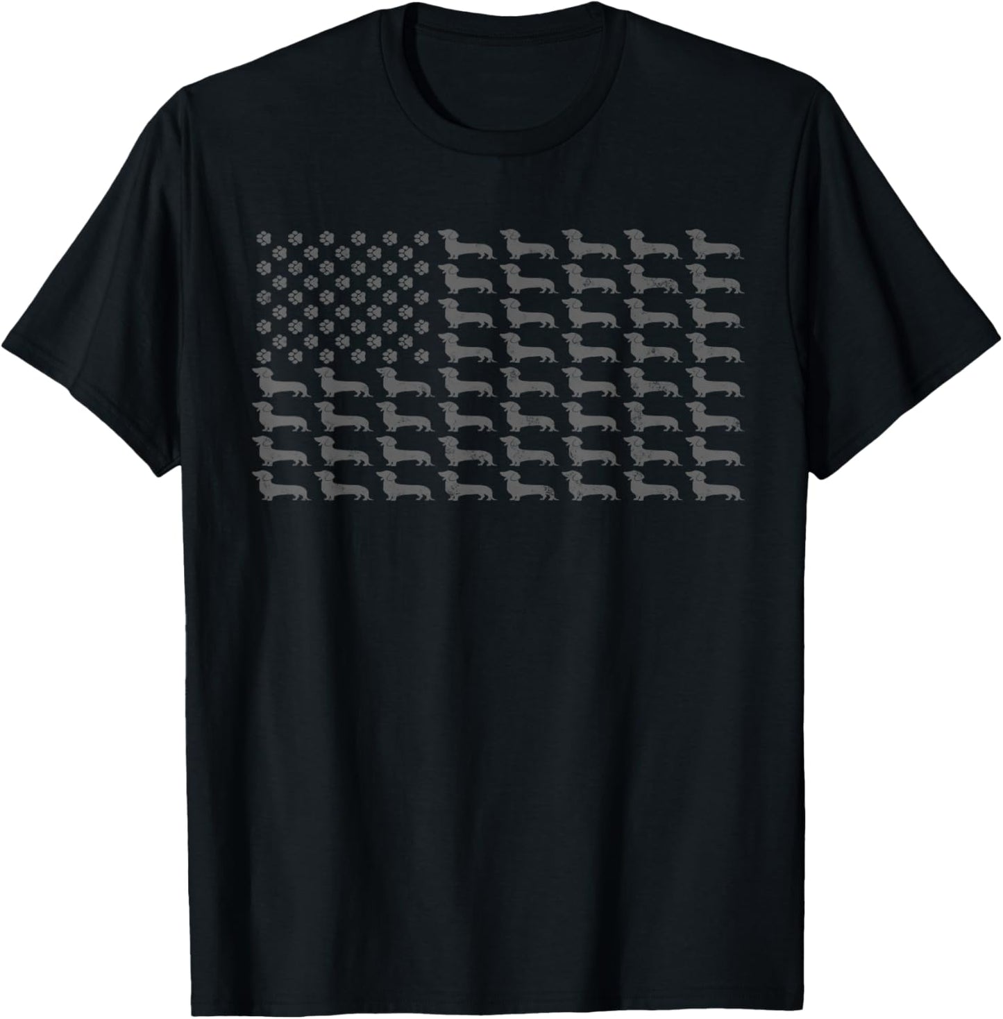 American Flag Vintage Patriotic Dachshund Dad Weiner Dog T-Shirt