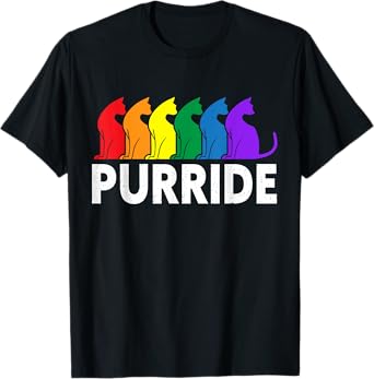 Purride Cat Lover Pride Month Gay Rights Rainbow Cat T-Shirt