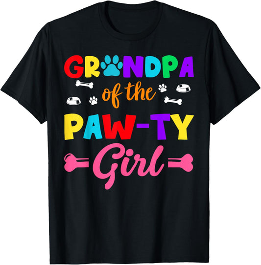 Grandpa Of The Paw-ty Girl Dog Family Matching Party T-Shirt