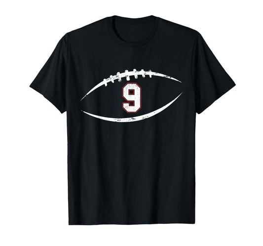 9 Number Vintage Football Player 9 Lucky Number Birthday T-Shirt