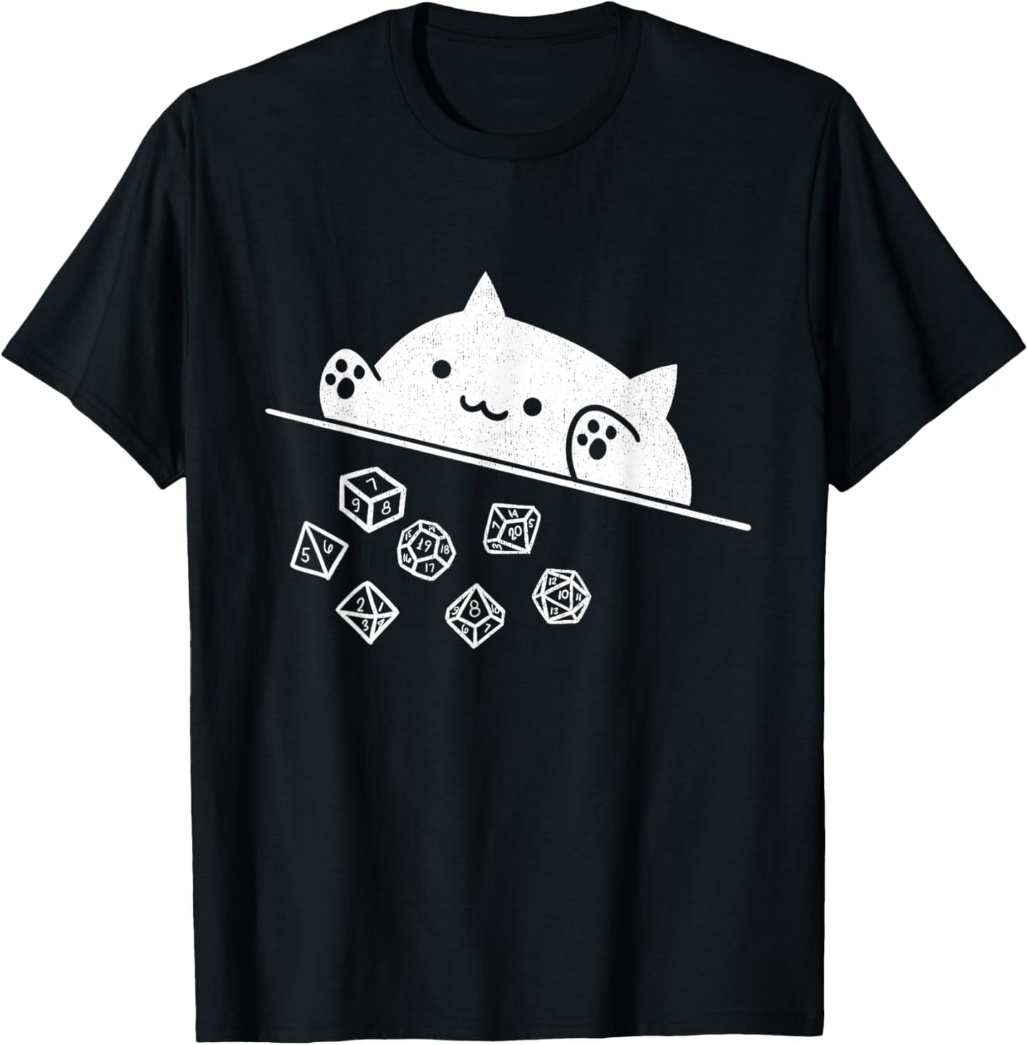 Cute Cat Gamer RPG Game Rainbow Dice Nerdy Men Women Kids T-Shirt