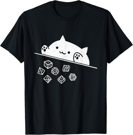 Cute Cat Gamer RPG Game Rainbow Dice Nerdy Men Women Kids T-Shirt