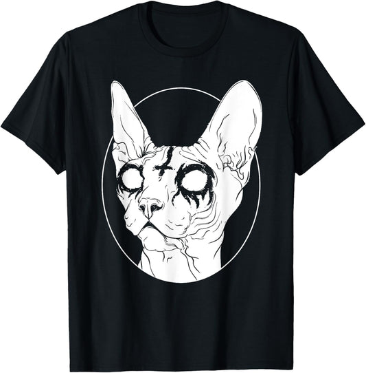 Black Metal Sphynx Cat I Goth and Death Metal T-Shirt