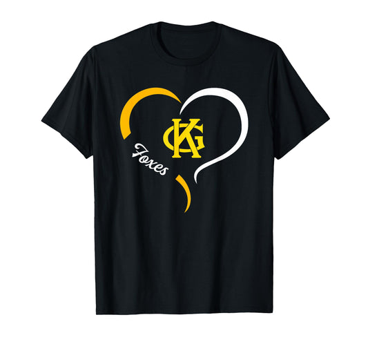 King George Foxes Logo Half Heart Slogan HS T-Shirt