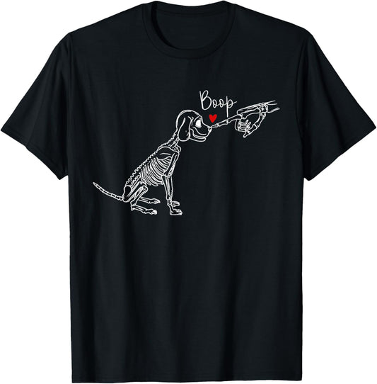 Dog Skeleton Boop Dog Funny Halloween Girl Men Women T-Shirt