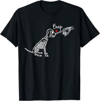 Dog Skeleton Boop Dog Funny Halloween Girl Men Women T-Shirt