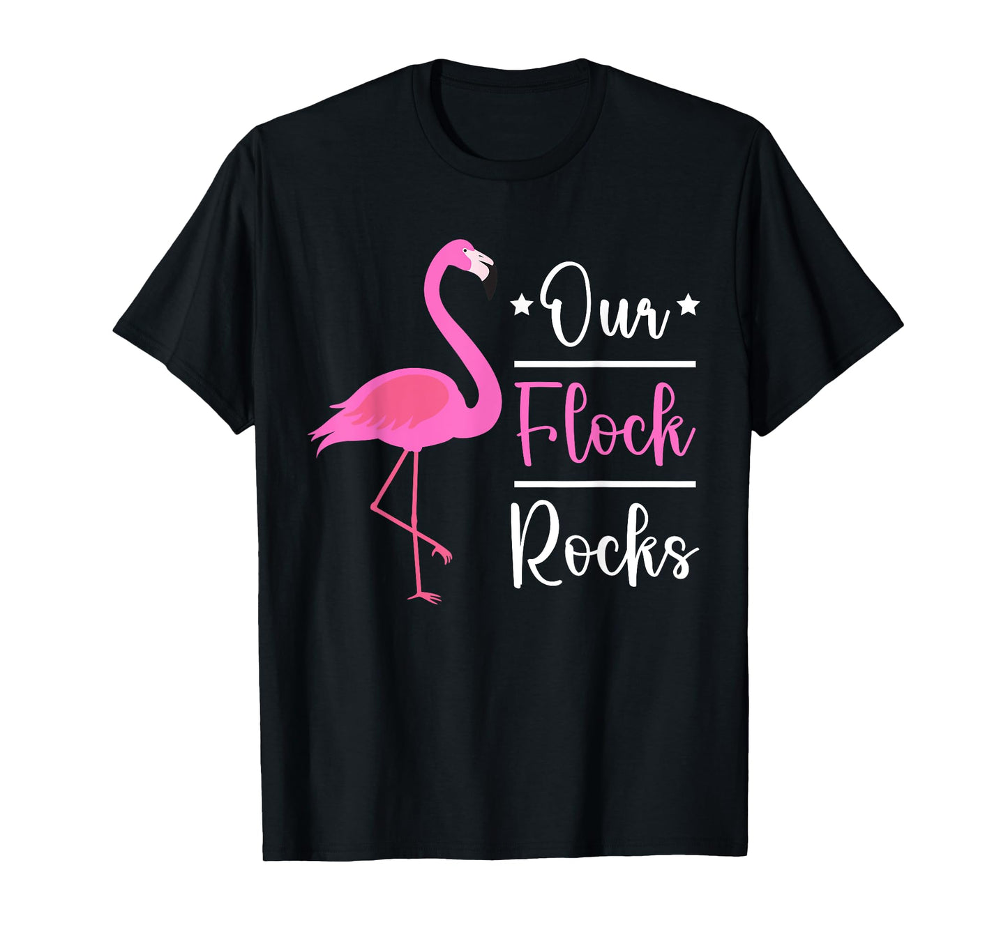 Our Flock Rocks Flamingo Funny T-Shirt