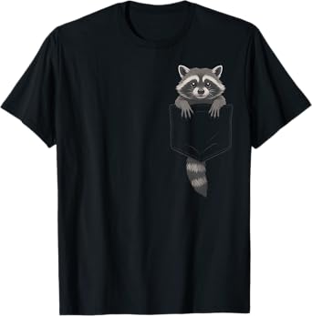 Cute Raccoon Pocket Funny Gifts For Men Women Kid T-Shirt