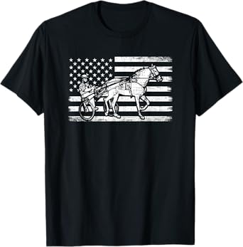 Harness racing american flag, horse harness racing T-Shirt